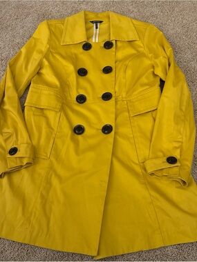 Daisy Fuentes Yellow Double-Breasted Trench Coat